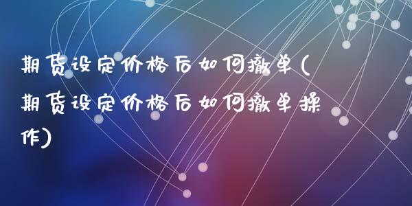 期货设定价格后如何撤单(期货设定价格后如何撤单操作)_https://www.qmgjg.com_港股恒生指数_第1张
