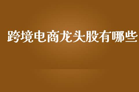 跨境电商龙头股有哪些_https://www.qmgjg.com_恒生指数期货_第1张