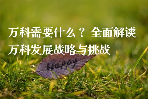 万科需要什么？ 全面解读万科发展战略与挑战_https://www.qmgjg.com_香港恒生指数_第1张