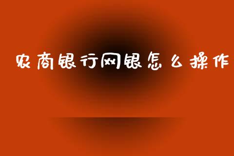 农商银行网银怎么操作_https://www.qmgjg.com_恒生指数期货_第1张