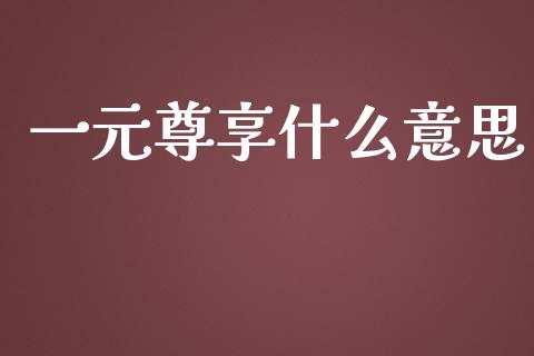 一元尊享什么意思_https://www.qmgjg.com_港股恒生指数_第1张