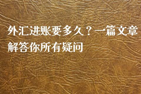 外汇进账要多久？一篇文章解答你所有疑问_https://www.qmgjg.com_恒生指数期货_第1张