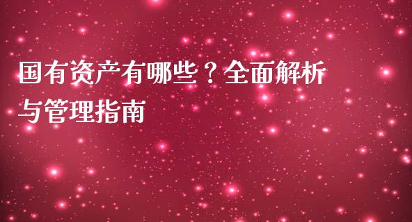 国有资产有哪些？全面解析与管理指南_https://www.qmgjg.com_港股恒生指数_第1张