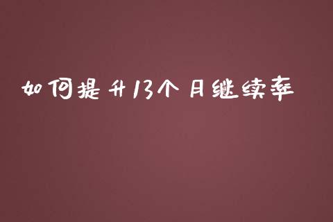 如何提升13个月继续率_https://www.qmgjg.com_港股恒生指数_第1张