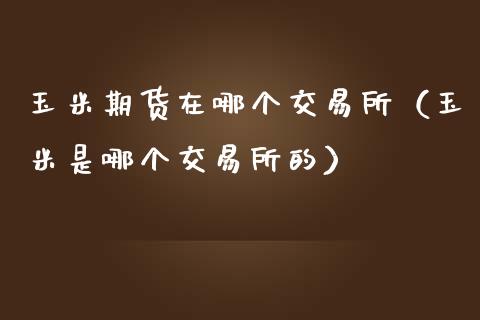 玉米期货在哪个交易所（玉米是哪个交易所的）_https://www.qmgjg.com_香港恒生指数_第1张