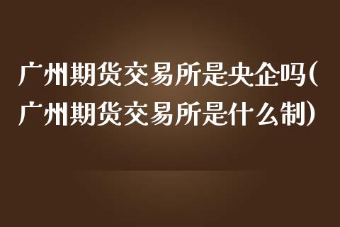 广州期货交易所是央企吗(广州期货交易所是什么制)_https://www.qmgjg.com_港股恒生指数_第1张
