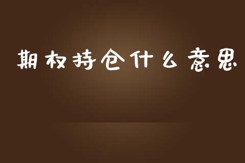 期权持仓什么意思_https://www.qmgjg.com_恒生指数期货_第1张