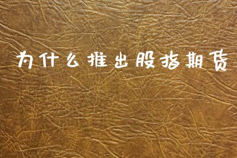 为什么推出股指期货_https://www.qmgjg.com_恒生指数期货_第1张