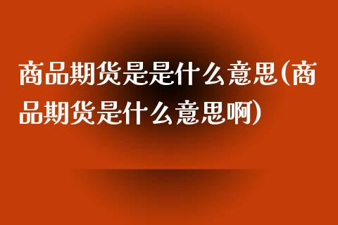 商品期货是是什么意思(商品期货是什么意思啊)_https://www.qmgjg.com_恒生指数是什么_第1张