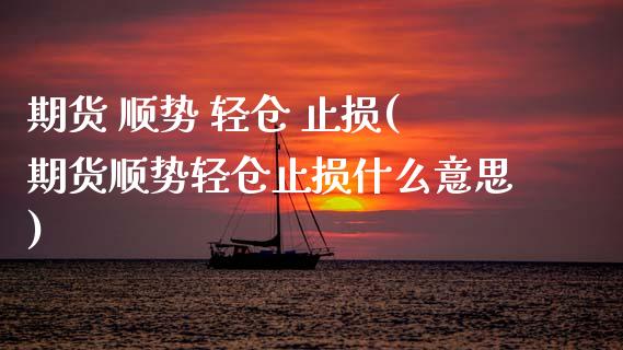 期货 顺势 轻仓 止损(期货顺势轻仓止损什么意思)_https://www.qmgjg.com_恒生指数期货_第1张