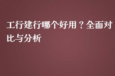 工行建行哪个好用？全面对比与分析_https://www.qmgjg.com_恒生指数是什么_第1张