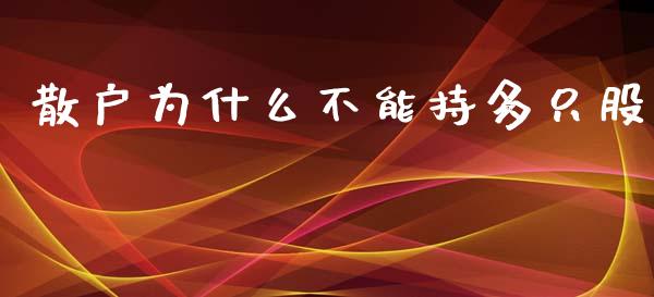 散户为什么不能持多只股_https://www.qmgjg.com_香港恒生指数_第1张