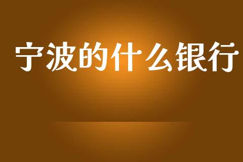 宁波的什么银行_https://www.qmgjg.com_港股恒生指数_第1张