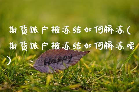 期货账户被冻结如何解冻(期货账户被冻结如何解冻呢)_https://www.qmgjg.com_恒生指数期货_第1张