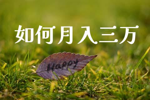 如何月入三万_https://www.qmgjg.com_恒生指数期货_第1张