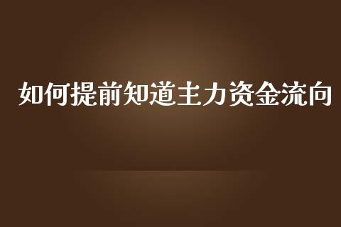 如何提前知道主力资金流向_https://www.qmgjg.com_恒生指数期货_第1张