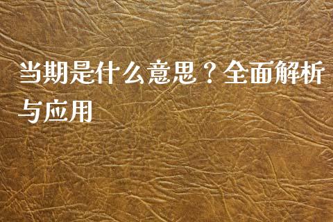 当期是什么意思？全面解析与应用_https://www.qmgjg.com_香港恒生指数_第1张