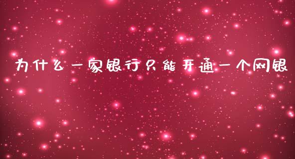 为什么一家银行只能开通一个网银_https://www.qmgjg.com_恒生指数期货_第1张