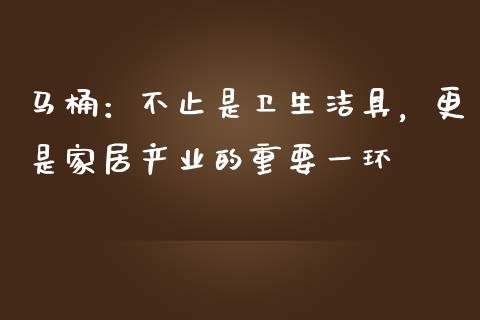 马桶：不止是卫生洁具，更是家居产业的重要一环_https://www.qmgjg.com_港股恒生指数_第1张